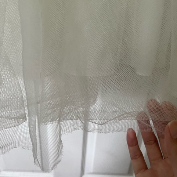 David's Bridal Ivory Kids Dress with Satin Bow - Picture 7 of 13